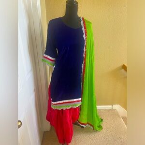 Red/blue/green Salwar Indian Suit